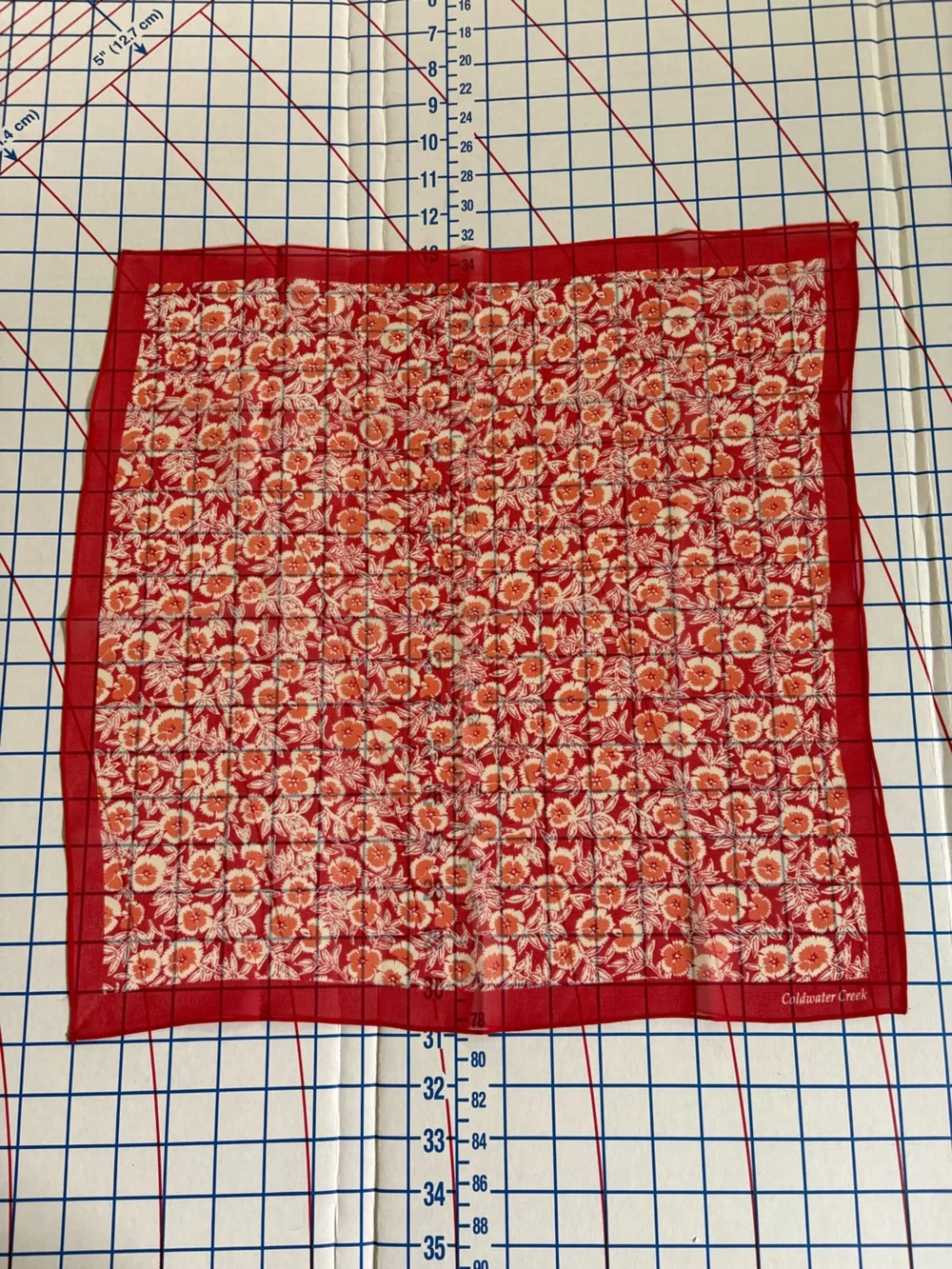 Coldwater Creek Red & Coral Floral Lightweight Scarf